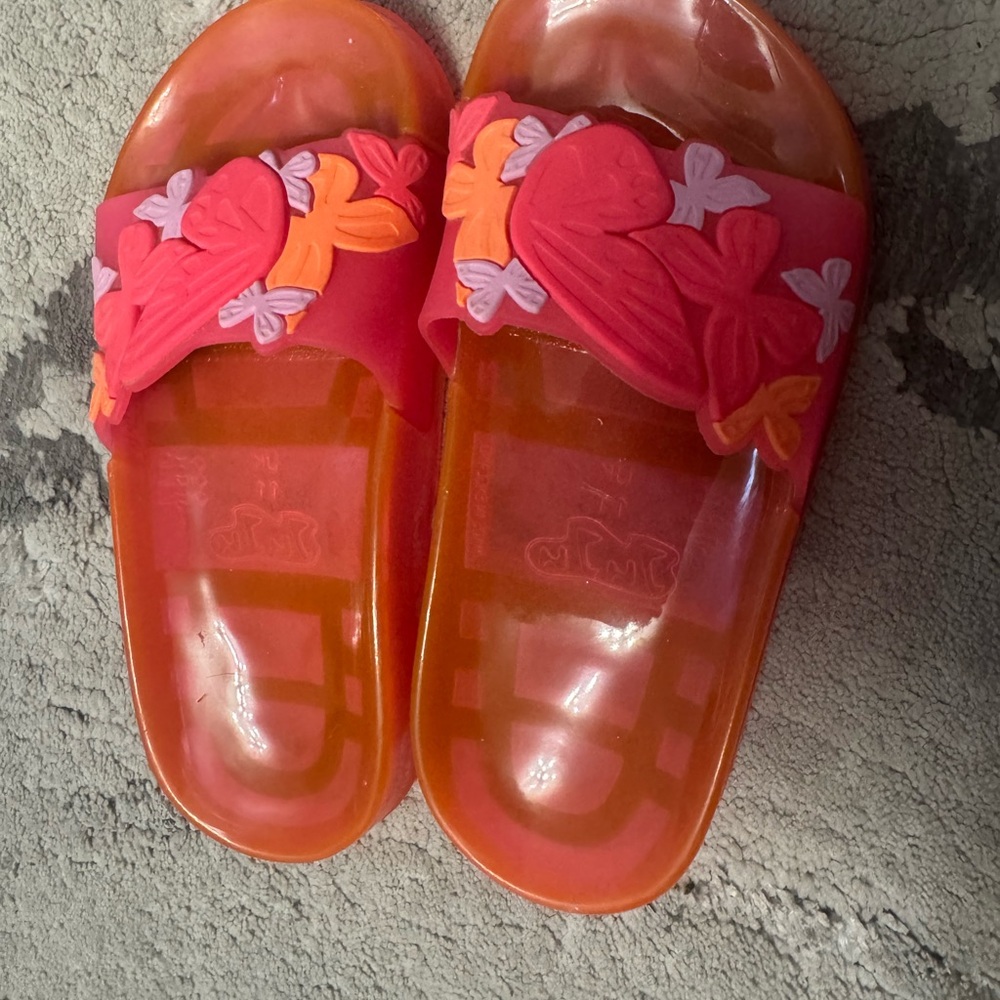 Sophia Webster butterfly jelly. 
Colorful Slide Sandals with Floral Design